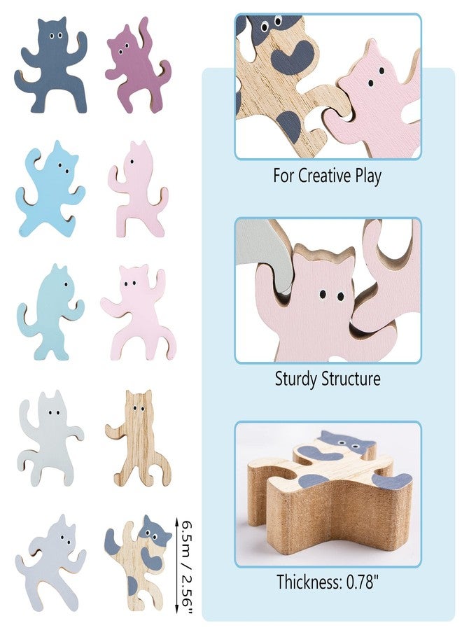 laboos Colorful Kung Fu Cat Stacking Toy - Wooden Balancing Stackable Playset - Occupational Therapy Toys, Baby Educational Toys - Wood Stacking Blocks Set for Families - Image 4
