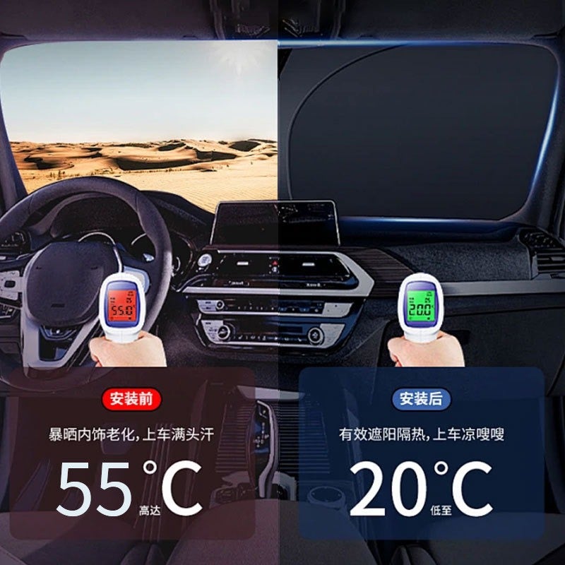 Xh Suitable for Tesla Model 3—front windshield summer sunshade, foldable sun visor, UV‑blocking and heat‑insulating; factory direct sales, bestseller. - Image 4