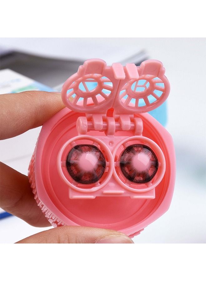 اتش اس علبة العدسات اللاصقة ، 2 حزمة كاريكاتير ، مربع تخزين للأزياء المحمولة ، حاوية غسالة العدسات يدويًا وأدوات ملقط أدوات - Image 2