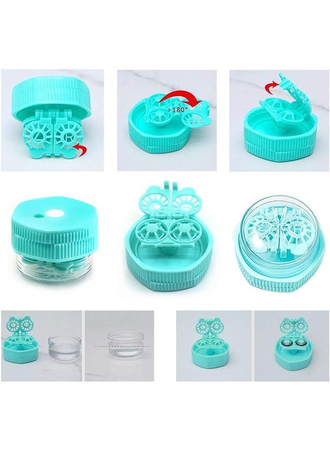 اتش اس علبة العدسات اللاصقة ، 2 حزمة كاريكاتير ، مربع تخزين للأزياء المحمولة ، حاوية غسالة العدسات يدويًا وأدوات ملقط أدوات - Image 5