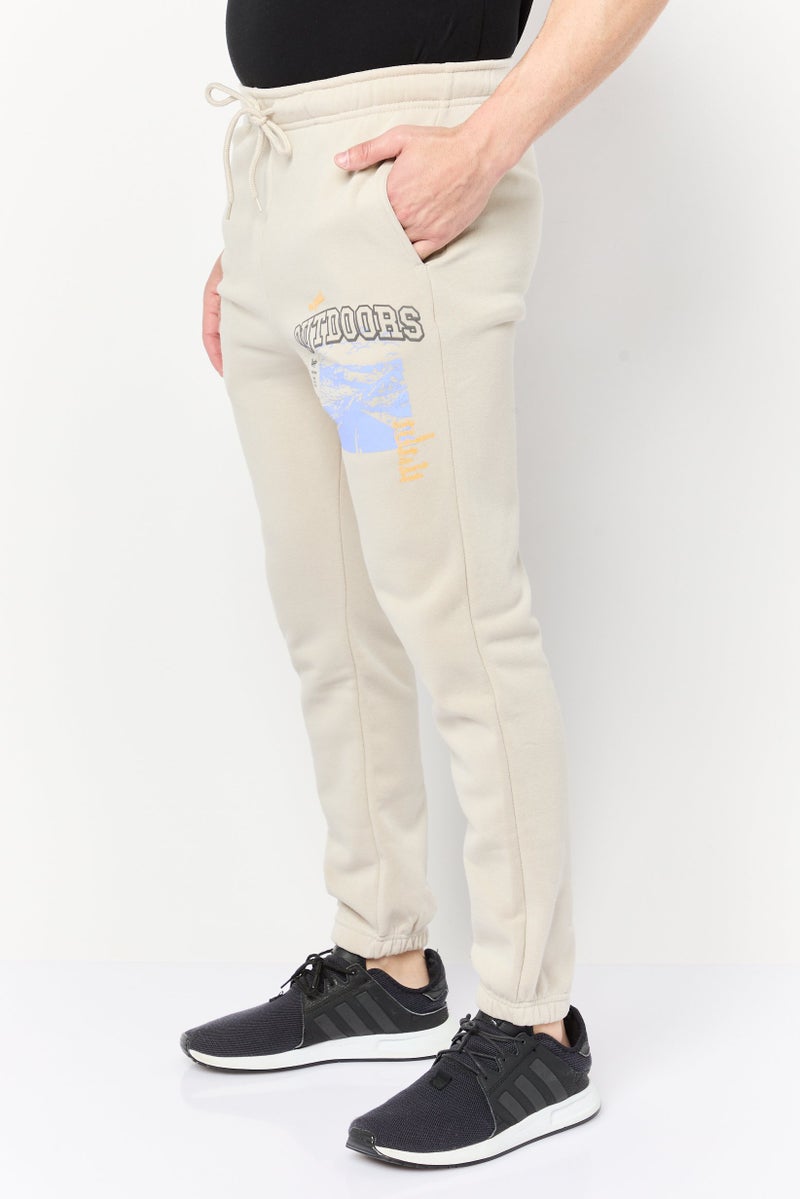 brooklyn Men Regular Fit Graphic Print Jogger Pants, Beige  - Image 4