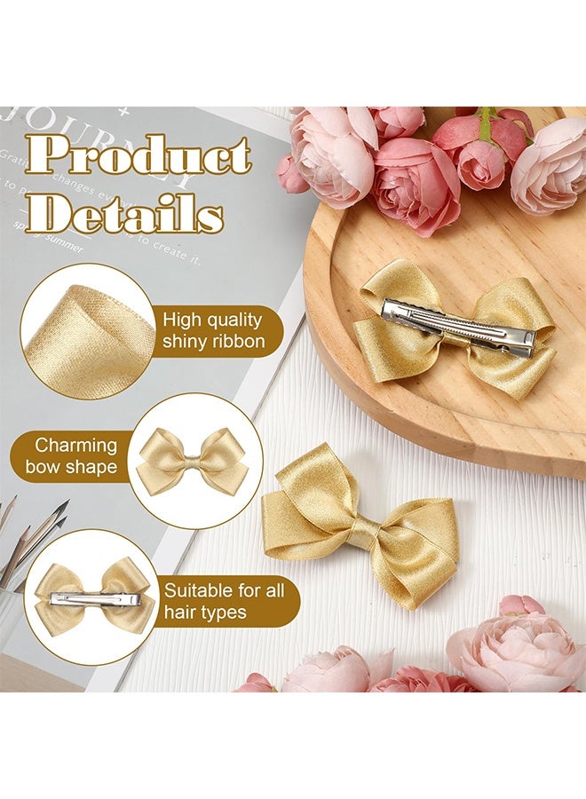 2PCS Hair Bows Clips for Girls, Glitter Tiny 3 Inch Gold Bow Alligator Clip for Little Teen Toddler Girls Kids, Small Sparkly Bow Barrettes for Party Wedding Christmas, Prom Accessories - Image 5