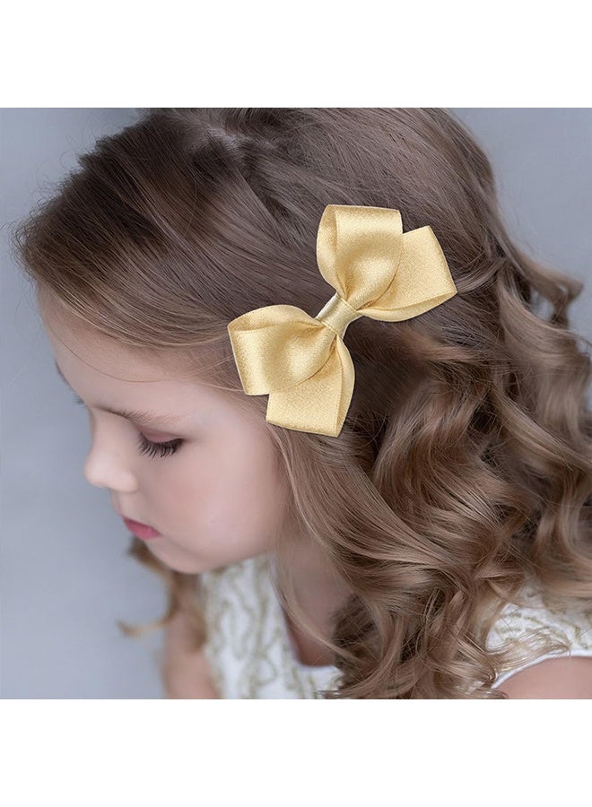 2PCS Hair Bows Clips for Girls, Glitter Tiny 3 Inch Gold Bow Alligator Clip for Little Teen Toddler Girls Kids, Small Sparkly Bow Barrettes for Party Wedding Christmas, Prom Accessories - Image 3