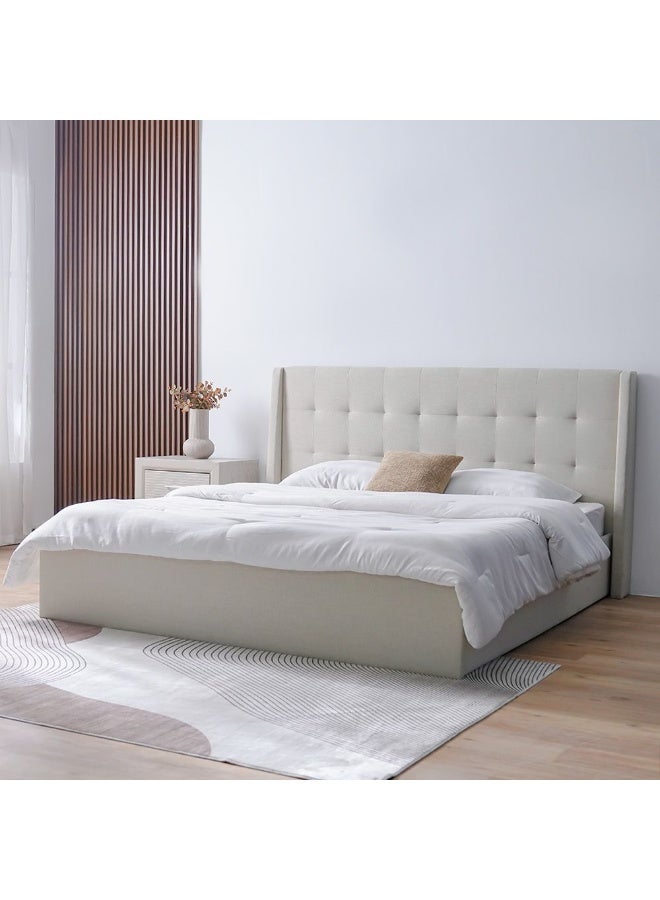 Supreme Twix 180x200 Upholstered King Bed | Modern Design Wooden Double Bed Frame Furniture | Comfortable Bed (Mattress Not Included) L215.5xW202xH111cm-Beige - Image 1