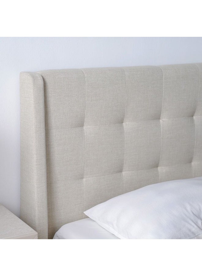 Supreme Twix 180x200 Upholstered King Bed | Modern Design Wooden Double Bed Frame Furniture | Comfortable Bed (Mattress Not Included) L215.5xW202xH111cm-Beige - Image 2