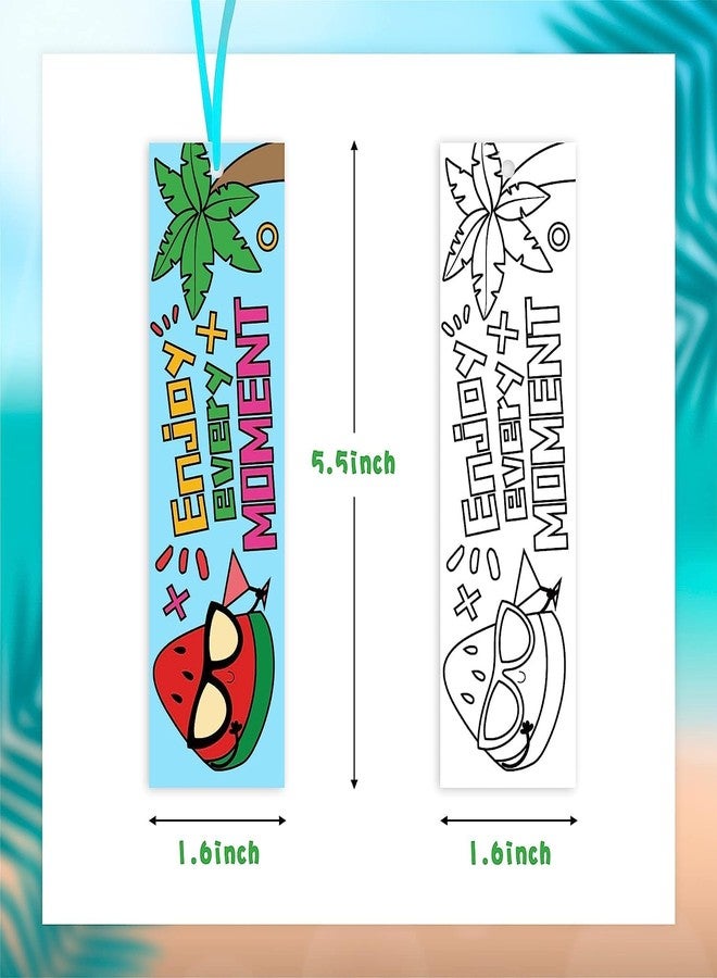 Haooryx Color Your Own Summer Bookmarks - 75Pcs Bulk Kids DIY Coloring Blank Bookmarks Summer Theme Book Marks for Teacher Student Classroom Rewards Supplies Paper Art Craft Kit Party Gift Bag Fillers - Image 3