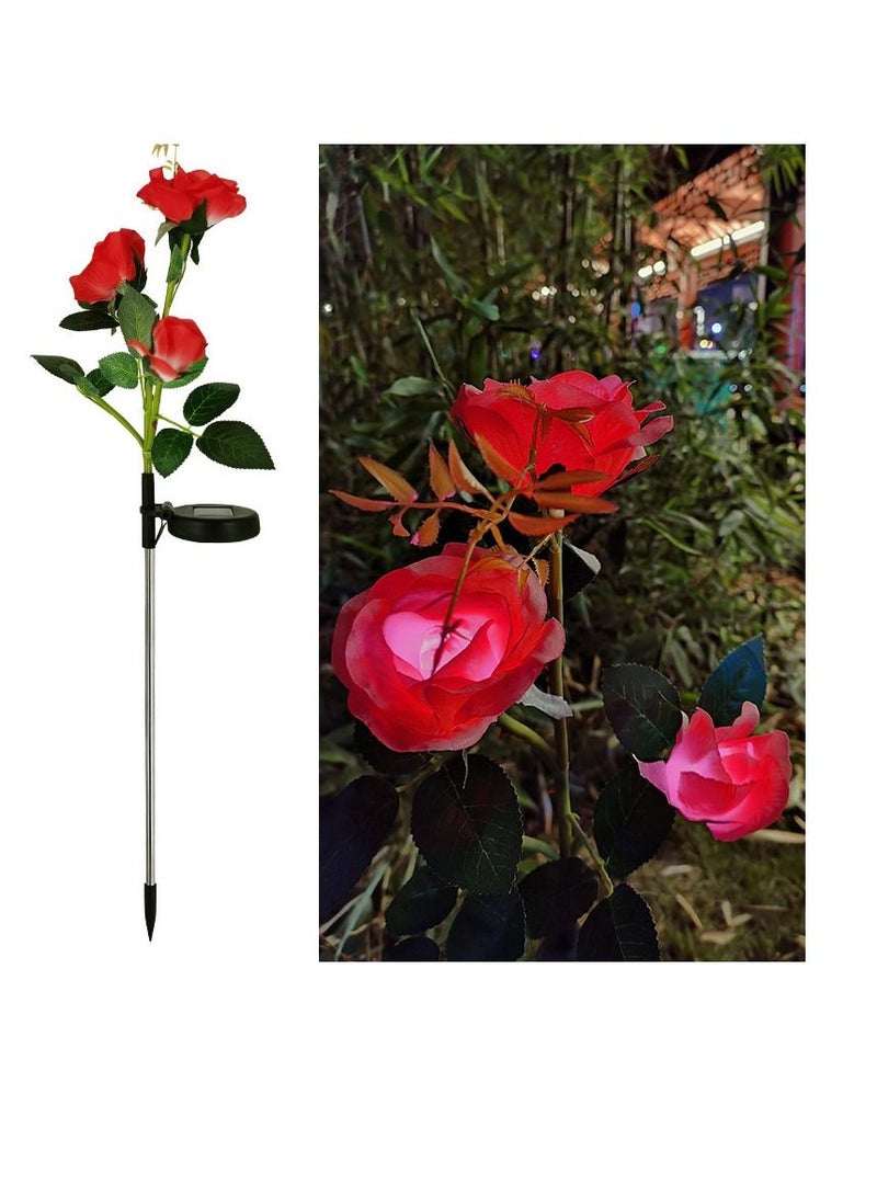 Arabest Solar Garden Lights - Newest Version Solar Lights Outdoor, 7 Color Changing Rose Lights for Yard,Garden Decoration, Enlarged Solar Panel, More Realistic Rose Flower (2 Pack, Red and White) - Image 2