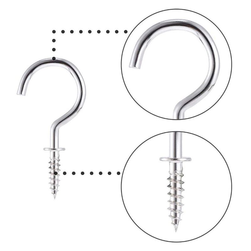 DIY Crafts DIY Crafts CTDIYHI51251 Stainless Steel Ceiling HooksCup Hook HolderPack of 50 Pcs 1 inch Design No 1 Pack  - Image 2