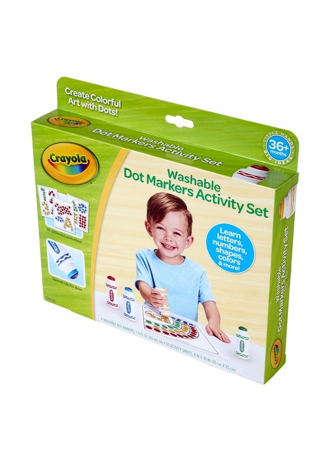 Crayola مجموعة أنشطة علامات دوت القابلة للغسل من كرايولا، 30 صفحة تلوين للأطفال و4 علامات قابلة للغسل، ألوان دوت للأطفال، هدايا للأطفال، للأعمار من 3 سنوات فما فوق - Image 3