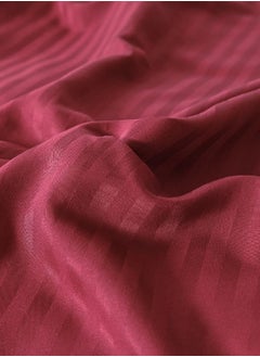 LUNA Home Premium King Size 6 Pieces Bedding Set Without Filler Solid Berry Red  Satin Stripe Design  - Image 4