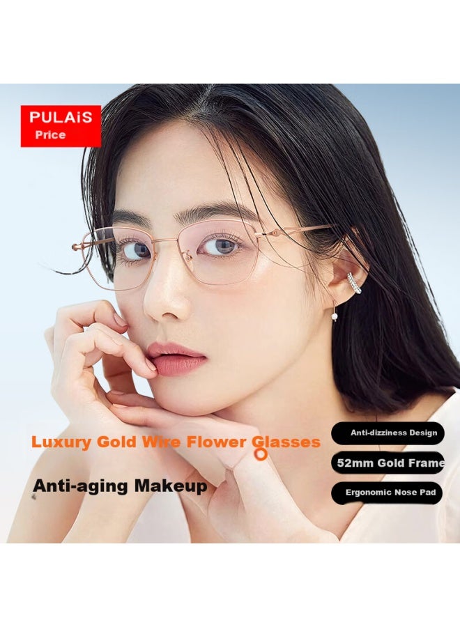 Pulais Women's Blue Light Blocking High Definition High-end Gold Wire Luxury Reading Gl Pj30023 +1.50 Strength - Image 1
