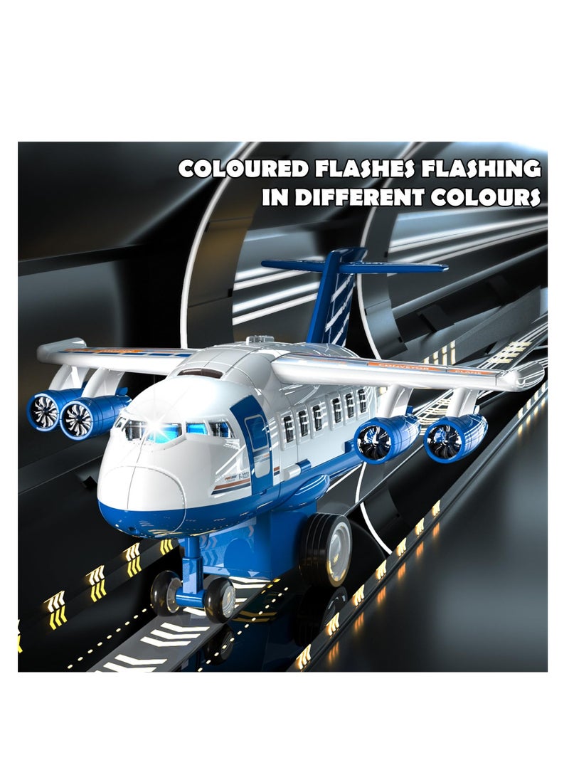 XiuWoo - Kids Airplane Toys Race Track Car Toys for 3 4 5 6 7 Boys, Transport Plane Adventure Car Toys, Garage Parking Lot Playmat, Birthday Gift for Boys & Girls - Image 1