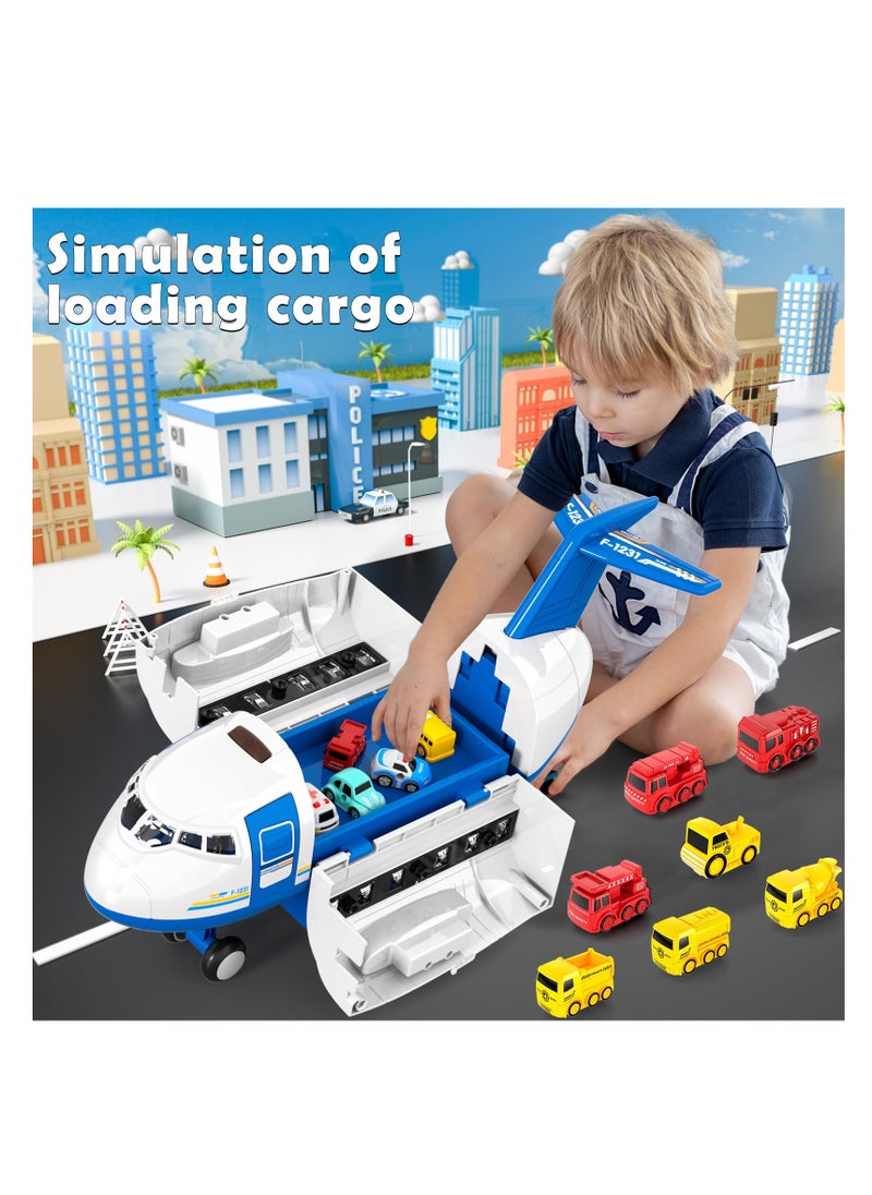 XiuWoo - Kids Airplane Toys Race Track Car Toys for 3 4 5 6 7 Boys, Transport Plane Adventure Car Toys, Garage Parking Lot Playmat, Birthday Gift for Boys & Girls - Image 1