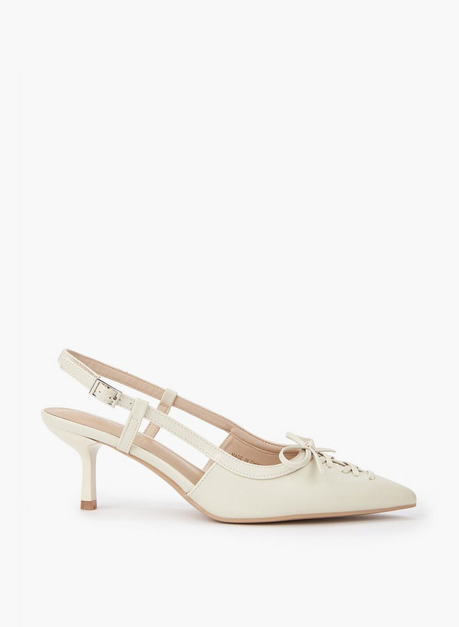 بابريكا حذاء بكعب رفيع مزين بفيونكة وإبزيم - Image 1