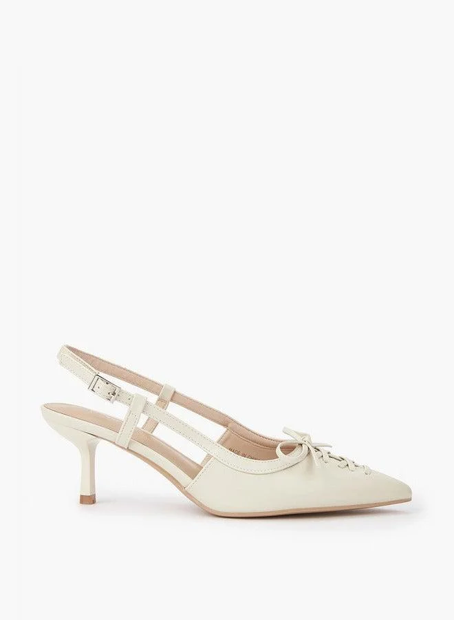 بابريكا حذاء بكعب رفيع مزين بفيونكة وإبزيم