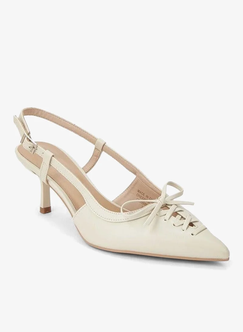 Paprika Bow Accent Shoes with Buckle Closure and Kitten Heels