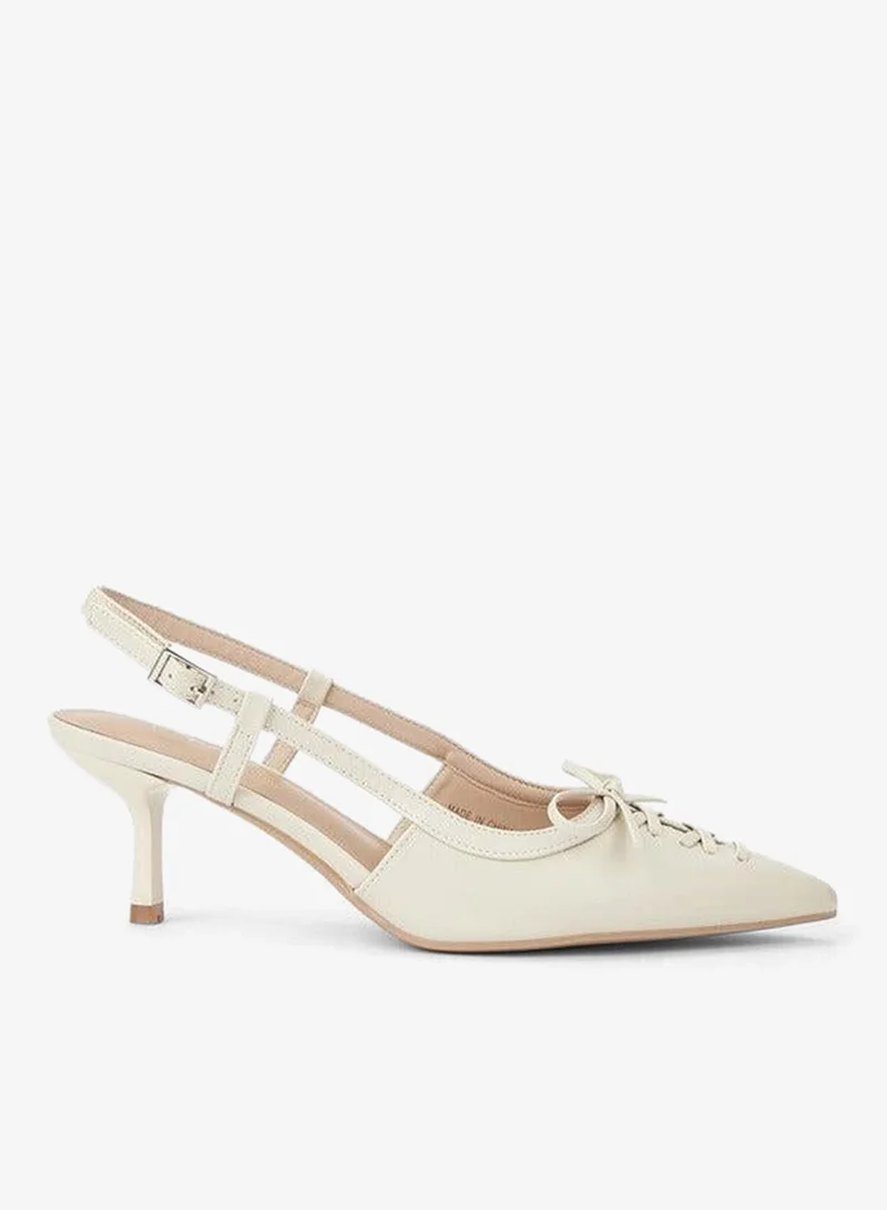 Paprika Bow Accent Shoes with Buckle Closure and Kitten Heels