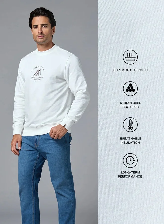 MANNERISM  The Pure Ease White Cotton Sweatshirt Relaxed Fit for Men | Best Price UAE