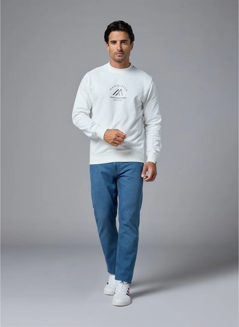 MANNERISM  The Pure Ease White Cotton Sweatshirt Relaxed Fit for Men | Best Price UAE