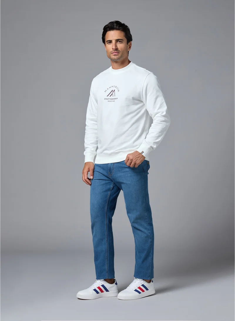 MANNERISM  The Pure Ease White Cotton Sweatshirt Relaxed Fit for Men | Best Price UAE