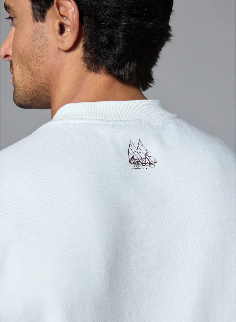 MANNERISM  The Pure Ease White Cotton Sweatshirt Relaxed Fit for Men | Best Price UAE