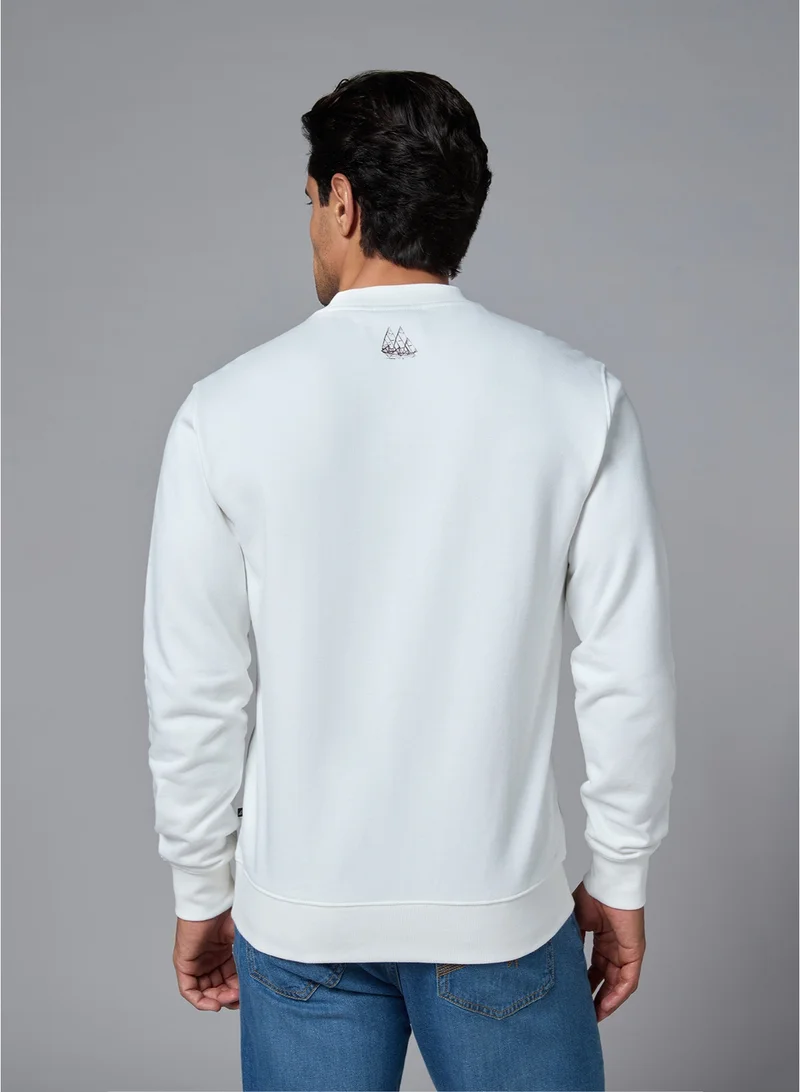 MANNERISM  The Pure Ease White Cotton Sweatshirt Relaxed Fit for Men | Best Price UAE