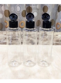 SPC SPC Empty Transparent Refillable Round Plastic Bottles with Flip Top Caps for Sanitizer & Travellers - ( Black , 200 ml ) - 3 Pieces  - Image 1