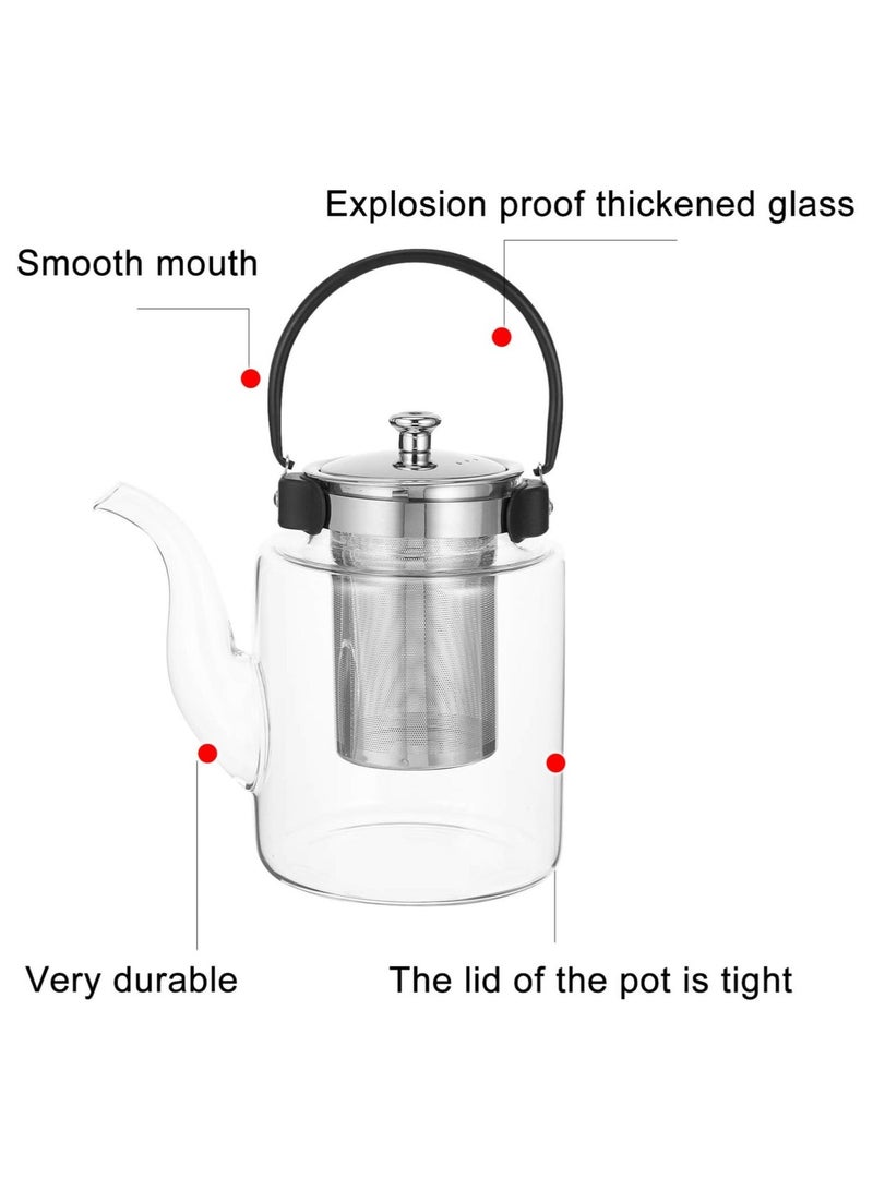 tbh 1500ml Heat-Resistant Glass Teapot with Removable Stainless Steel Infuser, Loose Leaf Tea & Herbal Kettle - Image 2
