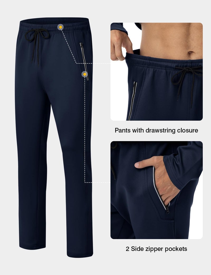 Gopune Men's Tracksuits 2 Piece Casual Athletic Jogging Warm Up Sweat Suits Workout Sports Sets,Navy XL - Image 3