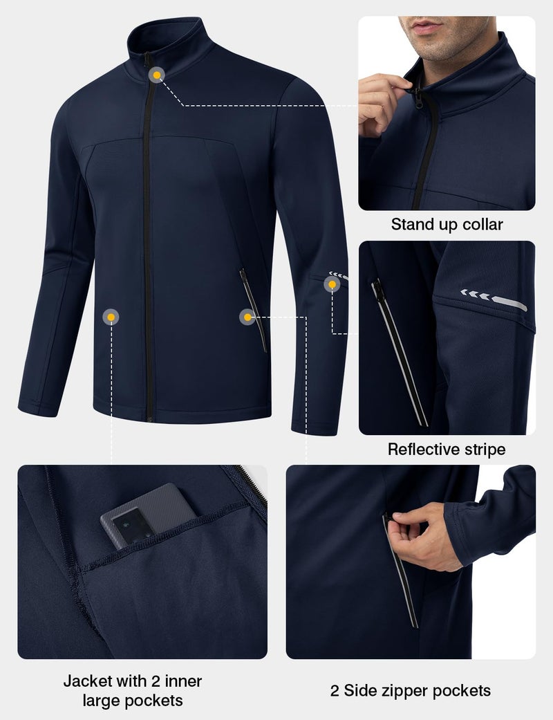 Gopune Men's Tracksuits 2 Piece Casual Athletic Jogging Warm Up Sweat Suits Workout Sports Sets,Navy XL - Image 2