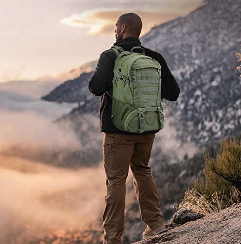 LIMHOO Tactical Backpack for Men Military Molle Bag Hiking Day Pack 27L Army Waterproof EDC Rucksack with USA Flag Patch Army Green - Image 3
