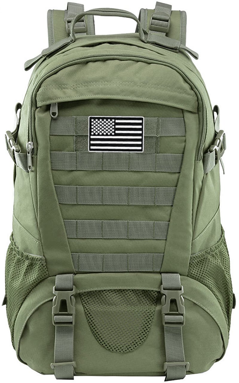 LIMHOO Tactical Backpack for Men Military Molle Bag Hiking Day Pack 27L Army Waterproof EDC Rucksack with USA Flag Patch Army Green - Image 2