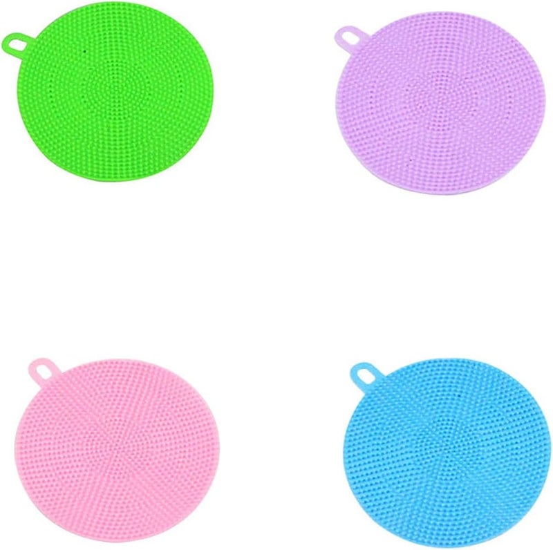 Tazweeq Silicone Dish Scrubber, 8 Pcs Silicone Sponge Dish Brush, Multipurpose Kitchen Scrub Kitchen Scrubber Cleaning Tool for Dish Pan Pot Vegetable Fruits - Image 1