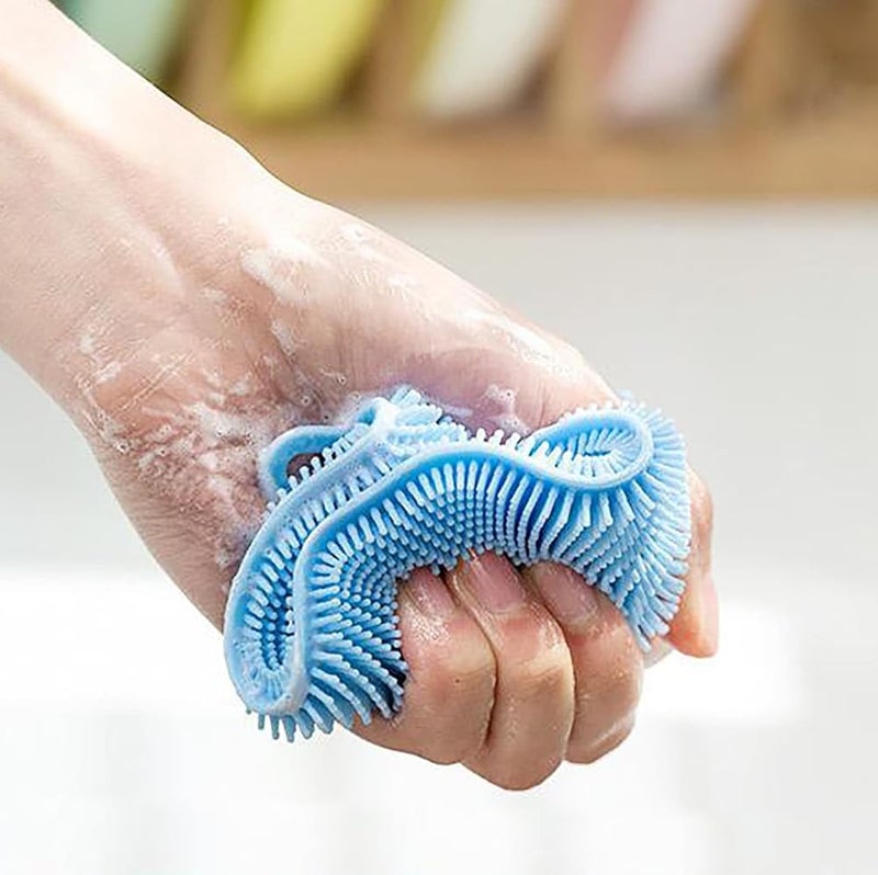 Tazweeq Silicone Dish Scrubber, 8 Pcs Silicone Sponge Dish Brush, Multipurpose Kitchen Scrub Kitchen Scrubber Cleaning Tool for Dish Pan Pot Vegetable Fruits - Image 2