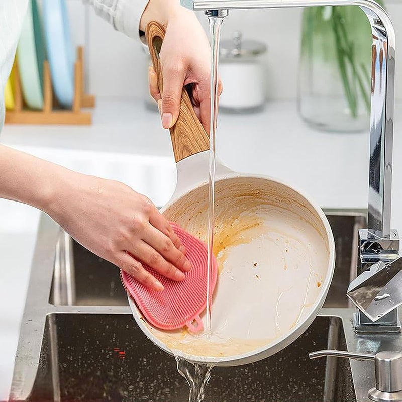 Tazweeq Silicone Dish Scrubber, 8 Pcs Silicone Sponge Dish Brush, Multipurpose Kitchen Scrub Kitchen Scrubber Cleaning Tool for Dish Pan Pot Vegetable Fruits - Image 4