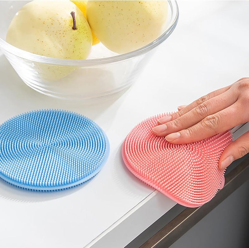 Tazweeq Silicone Dish Scrubber, 8 Pcs Silicone Sponge Dish Brush, Multipurpose Kitchen Scrub Kitchen Scrubber Cleaning Tool for Dish Pan Pot Vegetable Fruits - Image 3