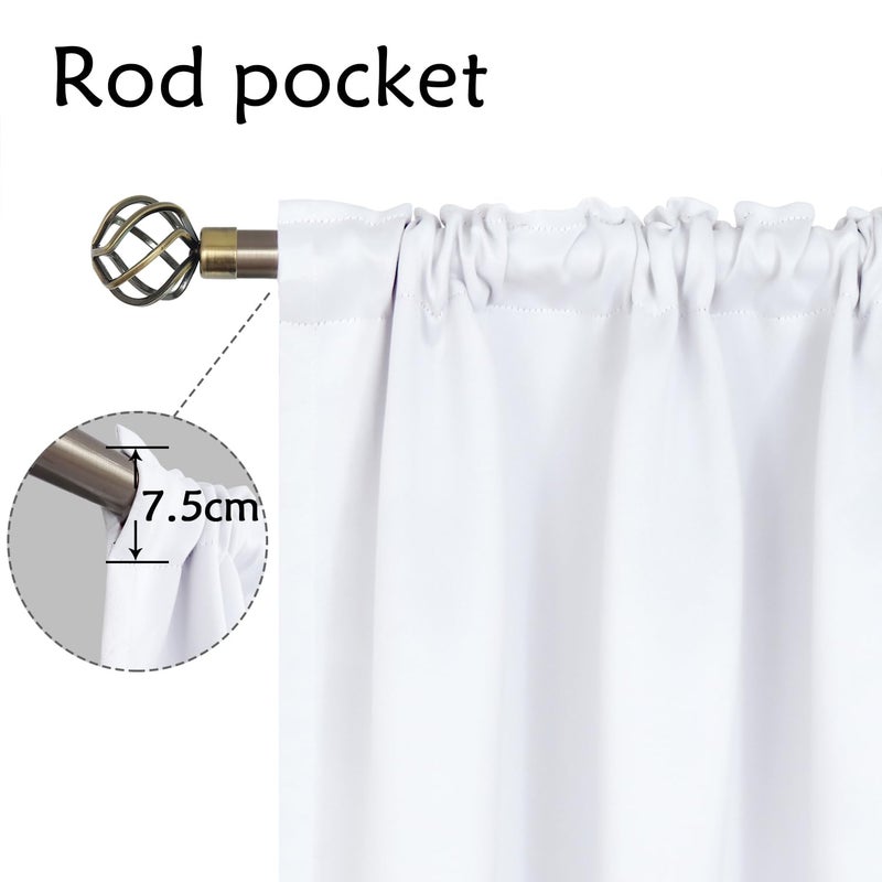 BGment بئسة قضيب جيب الستائر البيضاء 48 بوصة الطول - حماية الخصوصية الستائر معالجة النافذة القصيرة لديكور المنزل Kithchen 2 لوحات نقية بيضاء 42 × 48 بوصة - Image 2