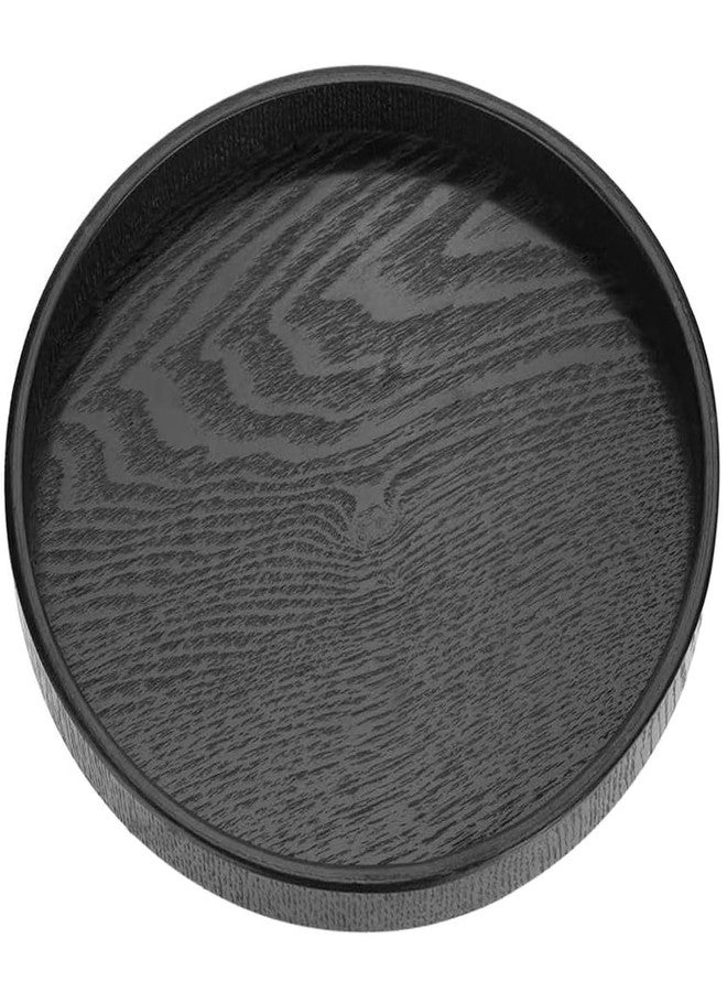River Round Wood Serving Tray, Solid Wooden Decorative Tray Non-Slip Tea Coffee Table Tray Snack Plate Food Meals Serving Tray with Raised Edges for Home Decor Kitchen Restaurant(11.8inch/30cm, Black) - Image 1
