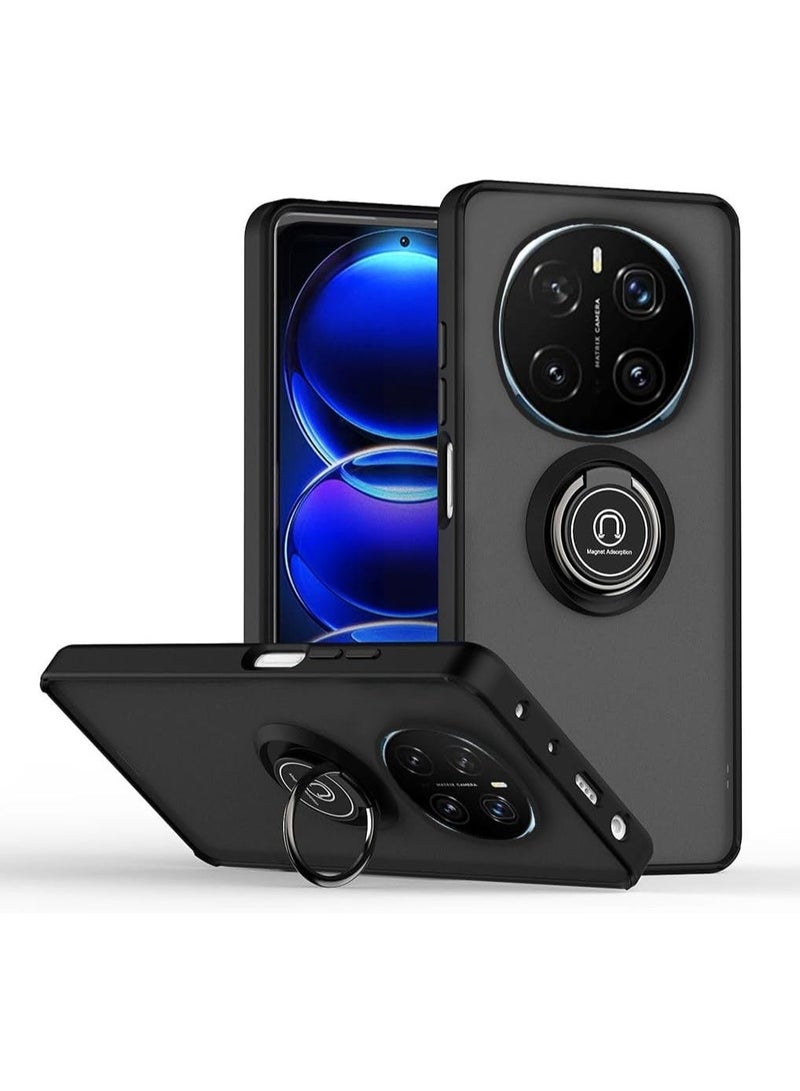 SanHu for Honor Magic 7 Pro 5G Case, TPU + Hard PC Magnetic Ring Car Mount Stand Bumper Cover Full Portection Shockproof Phone Case for Honor Magic 7 Pro 5G, Black - Image 1