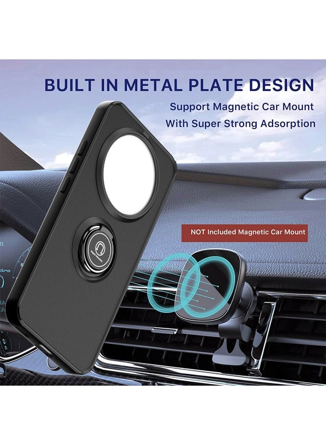 SanHu for Honor Magic 7 Pro 5G Case, TPU + Hard PC Magnetic Ring Car Mount Stand Bumper Cover Full Portection Shockproof Phone Case for Honor Magic 7 Pro 5G, Black - Image 3