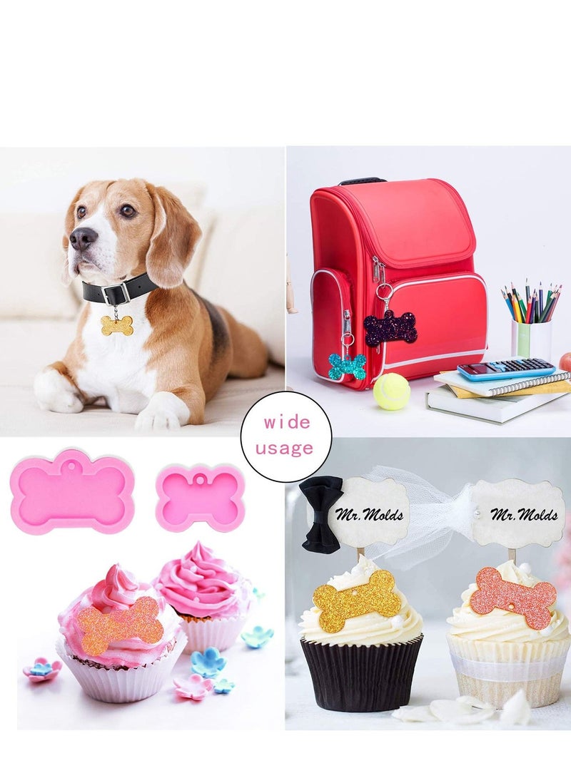 KASTWAVE Silicone Resin Molds Set Heart Cat Paw Mold Dog Tag Charm Resin Molds with 10Pcs Blank Keychains Small Letters DIY Crafts Making Keychain Molds Silicone Kit (7 pcs) - Image 5