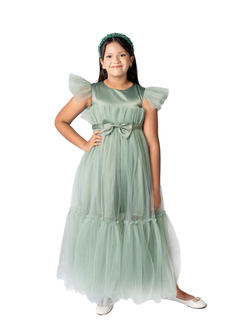 D'Daniela Long Party Dress "Belle" Olive Green - Image 1