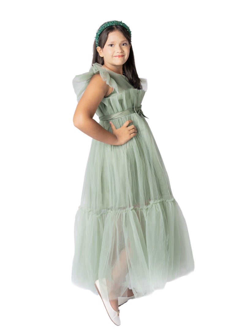 D'Daniela Long Party Dress "Belle" Olive Green - Image 2