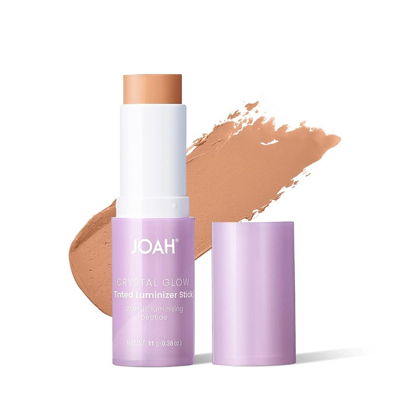 JOAH Crystal Glow Tinted Luminizer Stick Multitasking Korean Makeup Highlighter and Bronzer Stick Customizable Formula for a Natural Glow Peptide Infused Medium with Warm Undertones
