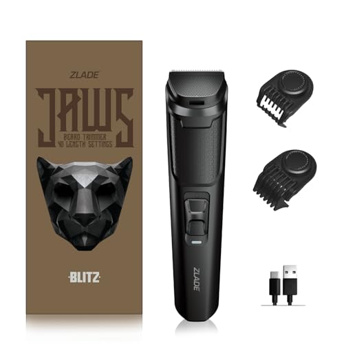 Zlade Jaws Blitz Beard Trimmer for Men, Super Fast Charging with USB C , 40 Length Settings from 0.5mm to 20mm, 90 mins runtime, Charging Indicator, No Oil Needed, Self Sharpening, Detachable Washable Blades - Image 1