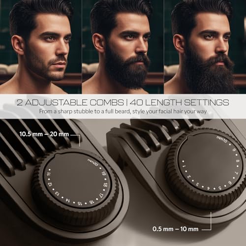 Zlade Jaws Blitz Beard Trimmer for Men, Super Fast Charging with USB C , 40 Length Settings from 0.5mm to 20mm, 90 mins runtime, Charging Indicator, No Oil Needed, Self Sharpening, Detachable Washable Blades - Image 2