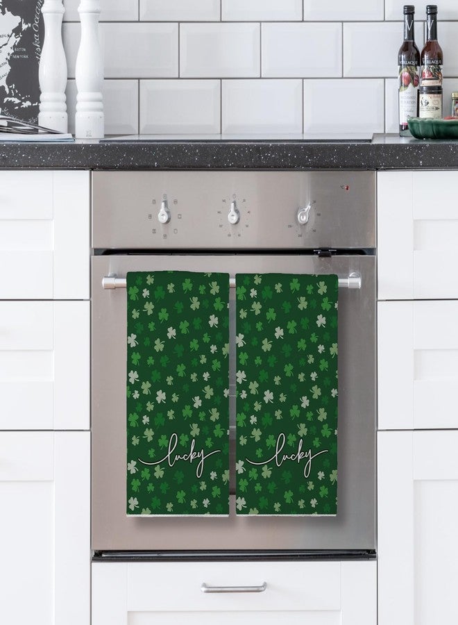 Siilues St Patricks Day Kitchen Towels, Lucky Green Shamrock Clover Happy St Patricks Day Dish Towels 18x26 Inch Spring Holiday Decorations Home Party Decor Kitchen Hand Towels Drying Dishcloth Set of 2 - Image 3