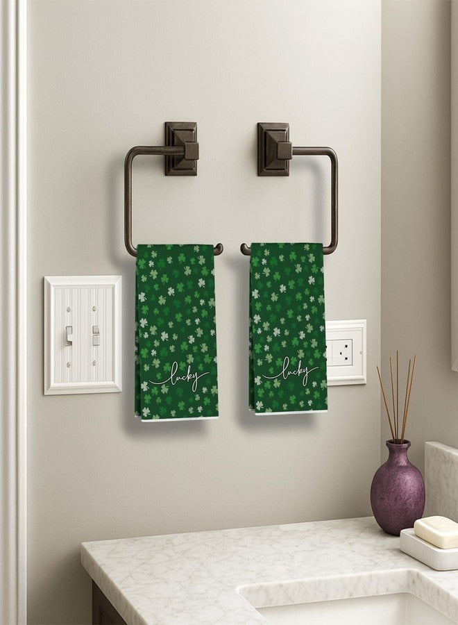 Siilues St Patricks Day Kitchen Towels, Lucky Green Shamrock Clover Happy St Patricks Day Dish Towels 18x26 Inch Spring Holiday Decorations Home Party Decor Kitchen Hand Towels Drying Dishcloth Set of 2 - Image 4