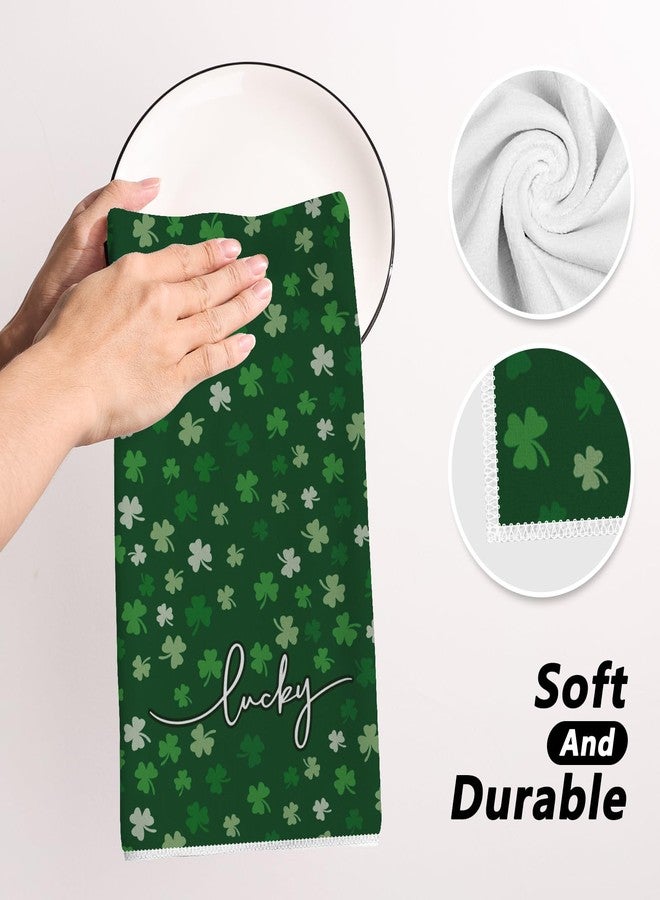 Siilues St Patricks Day Kitchen Towels, Lucky Green Shamrock Clover Happy St Patricks Day Dish Towels 18x26 Inch Spring Holiday Decorations Home Party Decor Kitchen Hand Towels Drying Dishcloth Set of 2 - Image 5