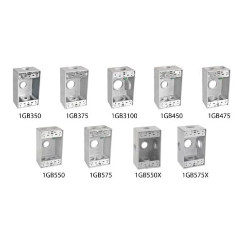 Sealproof 1-Gang 5 1/2" Hole Weatherproof Rectangular Horizontal Electrical Outlet Box with 5 Outlet Holes, Five 1/2-Inch Holes, Single Gang, UL Listed - Image 4